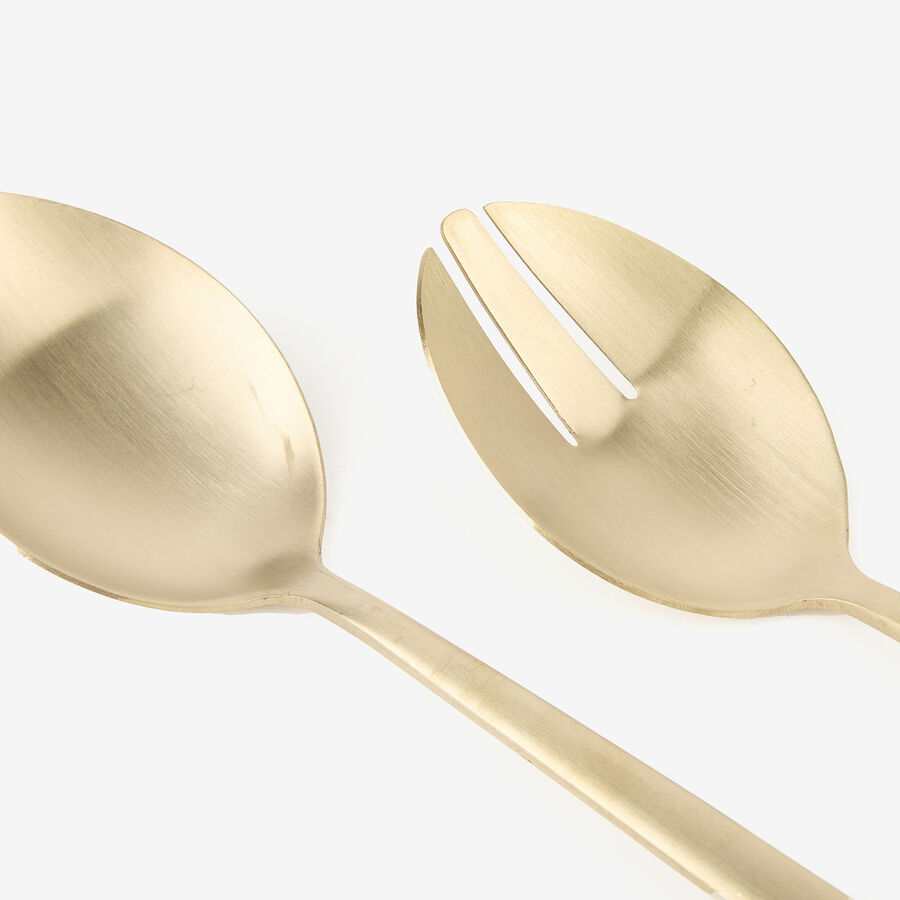 Set de 2 cubiertos para ensalada de acero inoxidable dorados 30cm