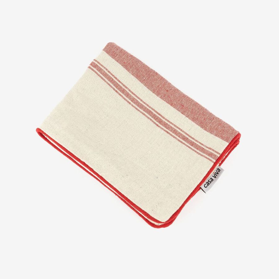 Funda de cojín de algodón con rayas rojas Niza 30x45cm