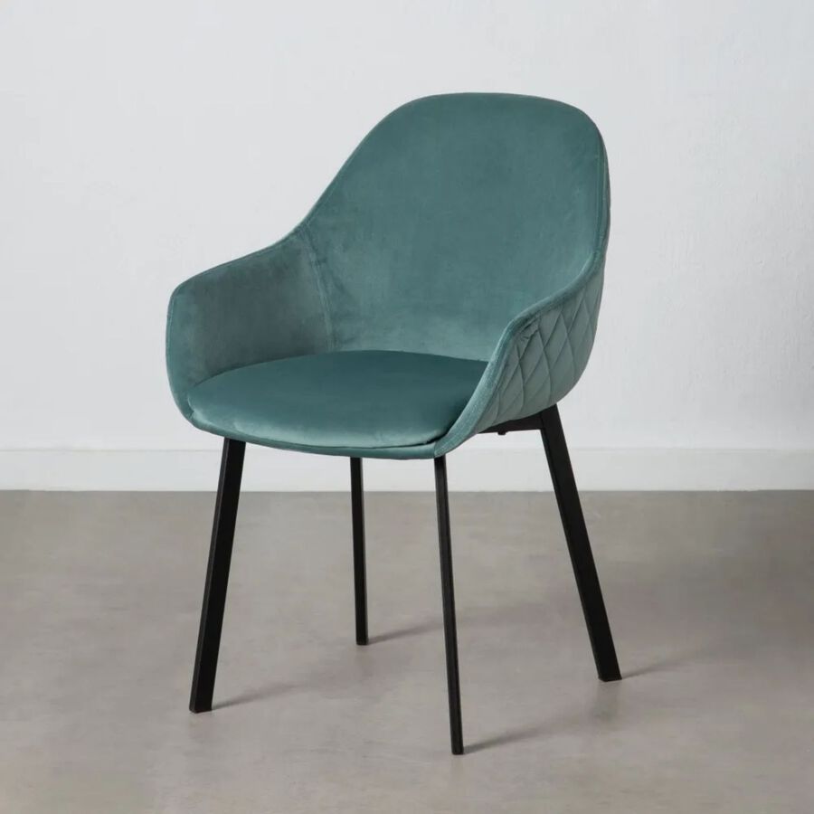 Set de 2 sillas de comedor con reposabrazos velvet verde agua Diana 57,5x53x84,5cm