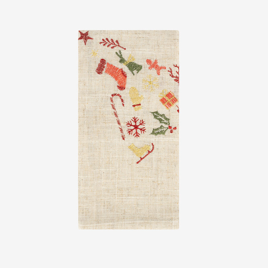 Servilleta de lino gris con bordado Árbol 45x45cm