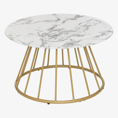Mesa de centro de vidrio efecto m&aacute;rmol Moren &Oslash;70cm 