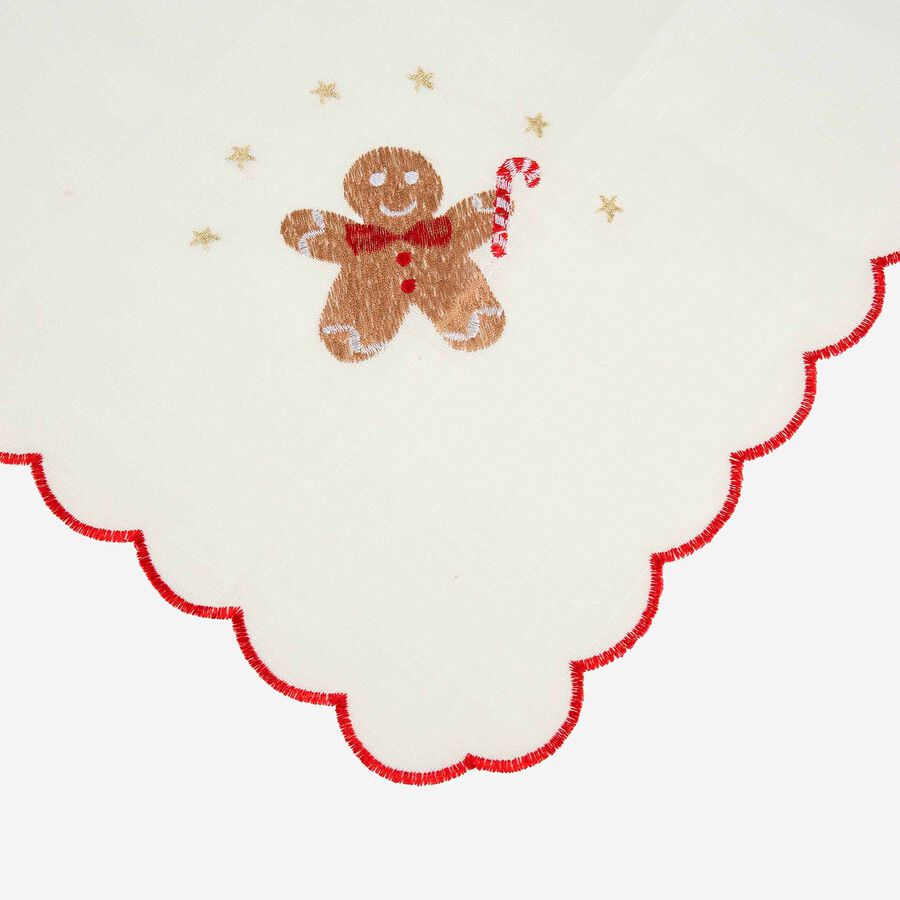 Servilleta blanca bordada Galleta Jengibre 45x45cm