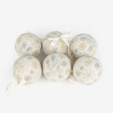 Set 6 bolas decorativas Copos de nieve 7,5cm