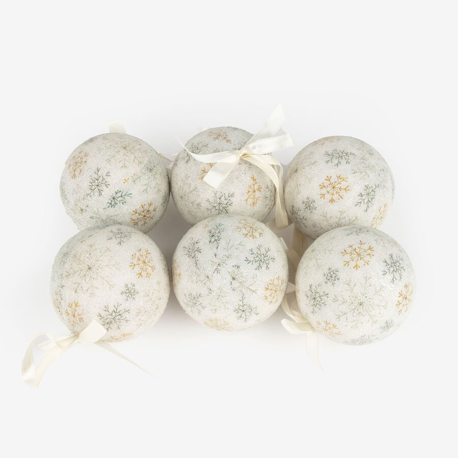 Set 6 bolas decorativas Copos de nieve 7,5cm