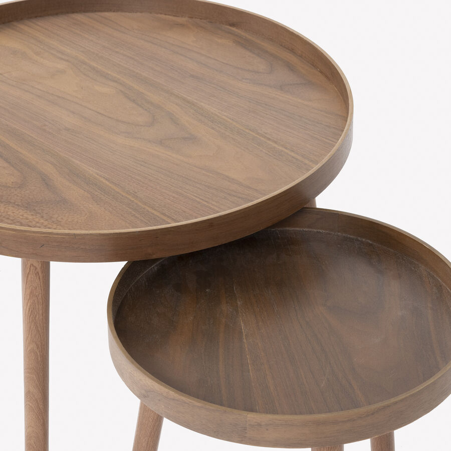 Set de 2 mesas auxiliares de madera de pino Ø60/Ø38cm