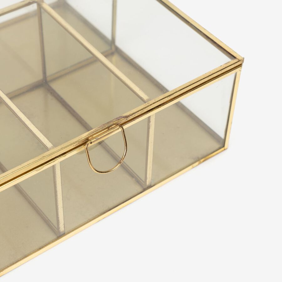 Joyero cristal/metal dorado 20x20x8cm