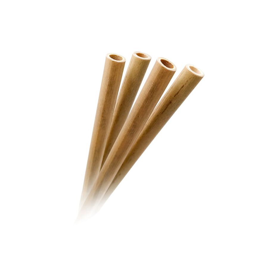 Set de 4 pajitas de bambú para cocktail con cepillo