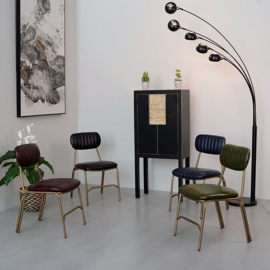 Set de 2 sillas de comedor de metal negra y dorada Camile 44x55x73cm