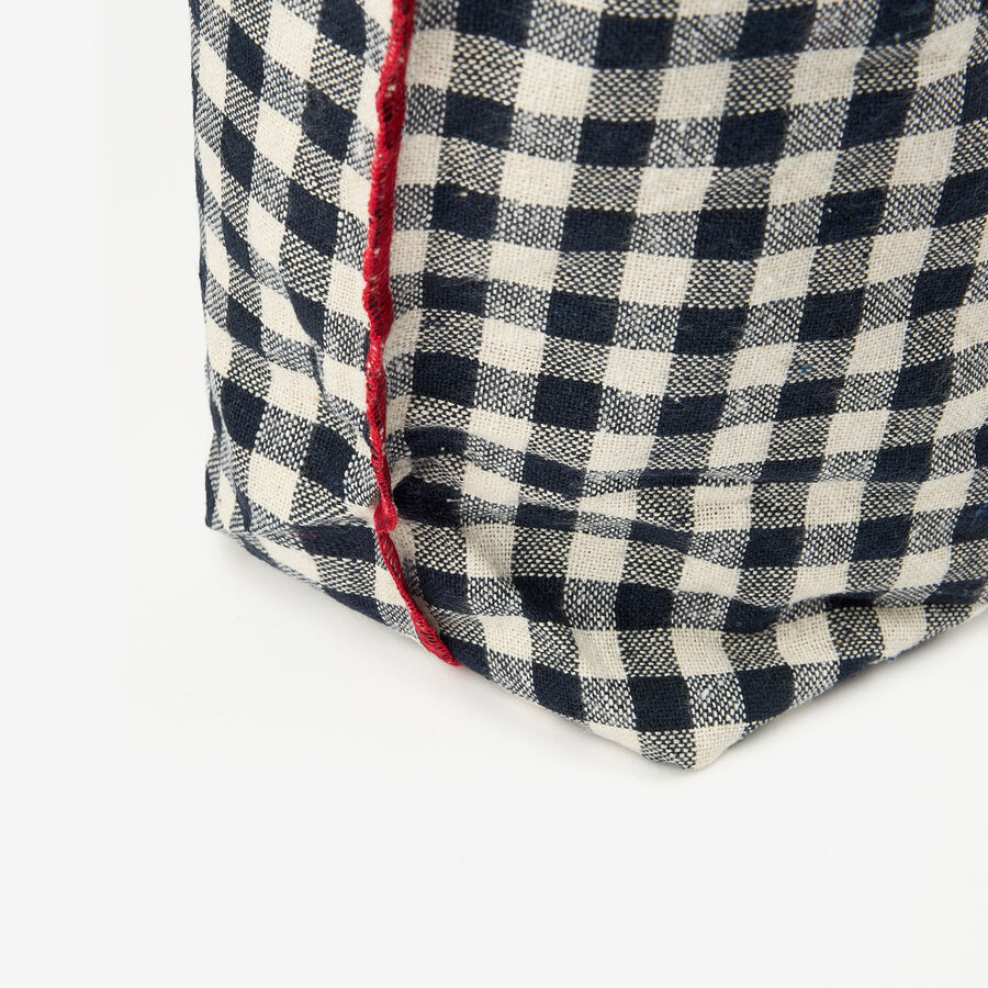 Bolso de algod&oacute;n de cuadros vichy azul Noa 46x44x10cm Clau&Chloe