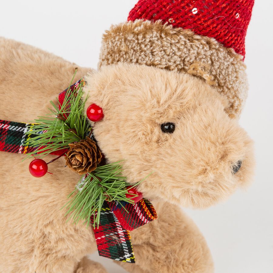 Figura decorativa Oso de peluche con gorro 31x12x22cm