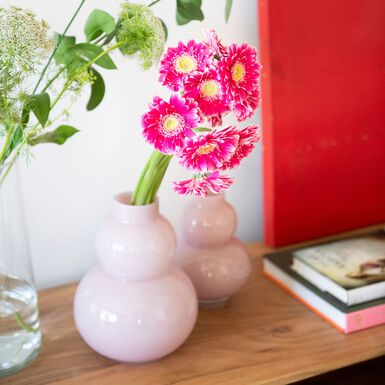 Jarrón de cristal rosa palo Lia Ø18x23cm