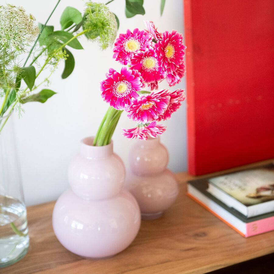 Jarrón de cristal rosa palo Lia Ø18x23cm