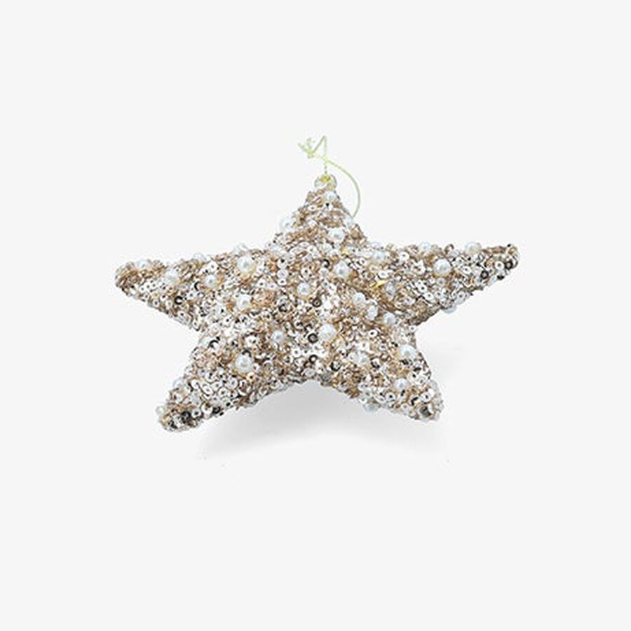 Bola de Navidad estrella de lentejuelas dorada 12cm