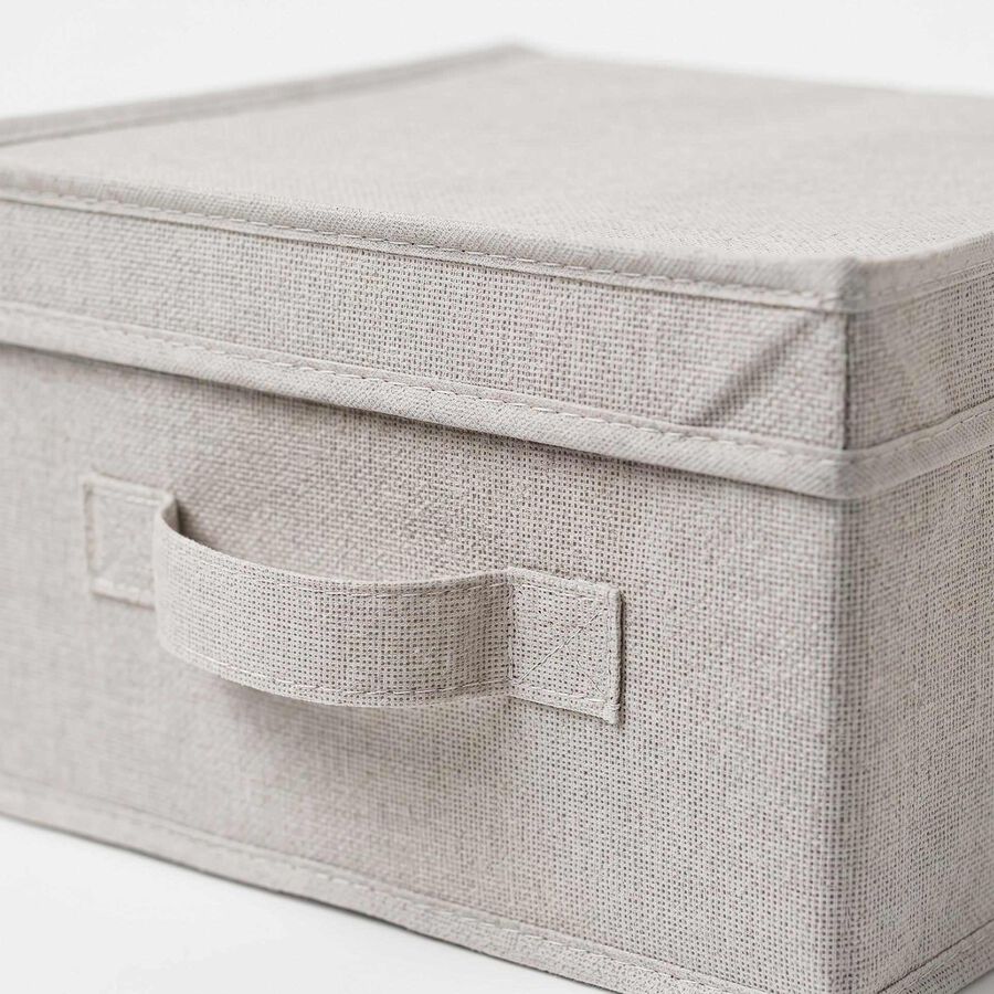 Caja de almacenaje con tapa de textil blanco Nube 31x28x15cm