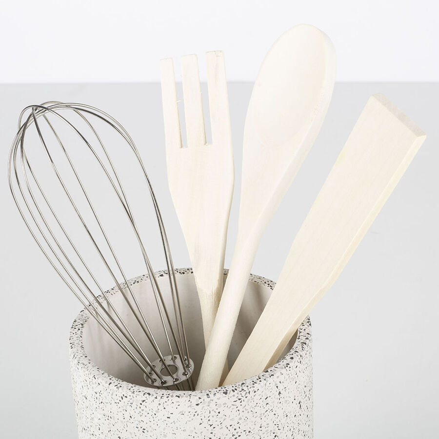 Set de portautensilios efecto piedra &Oslash;10x23cm