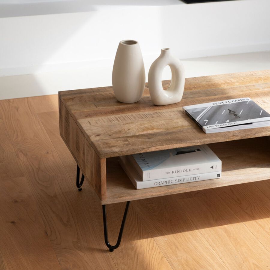 Mesa de centro de madera de mango Chloe 120x60x41cm Clau&Chloe