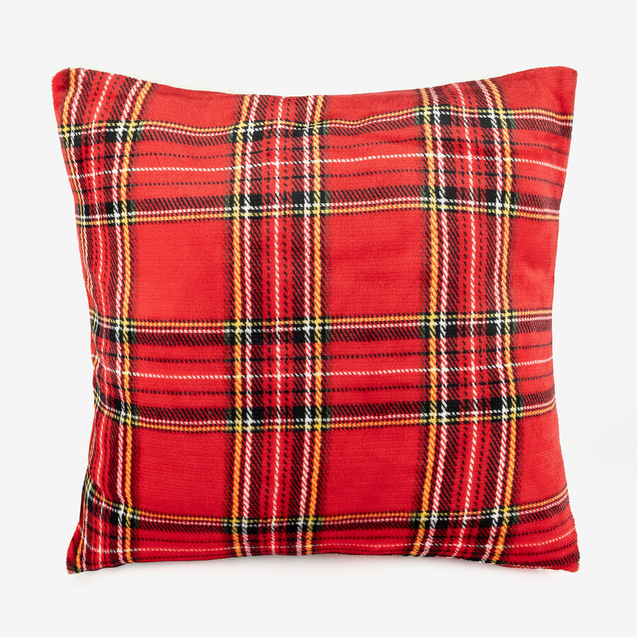 Funda de cojín de poliéster rojo Tartán 45x45cm