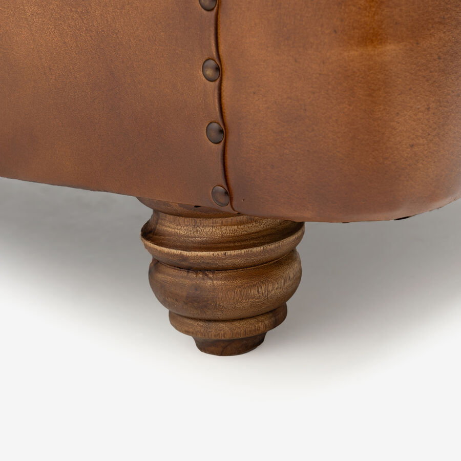 Sofa de 3 plazas de piel marrón Chester 190x77x80cm