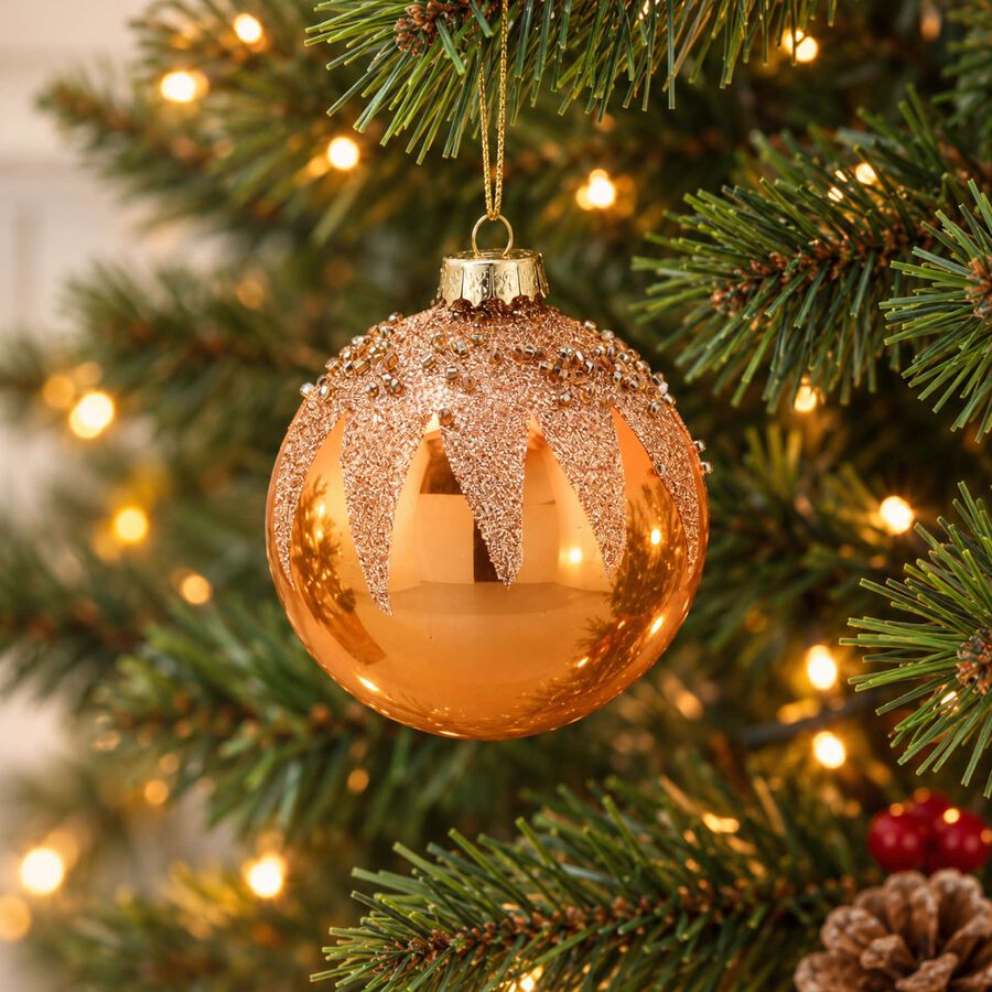 Bola de Navidad dorada de cristal &Oslash;8cm