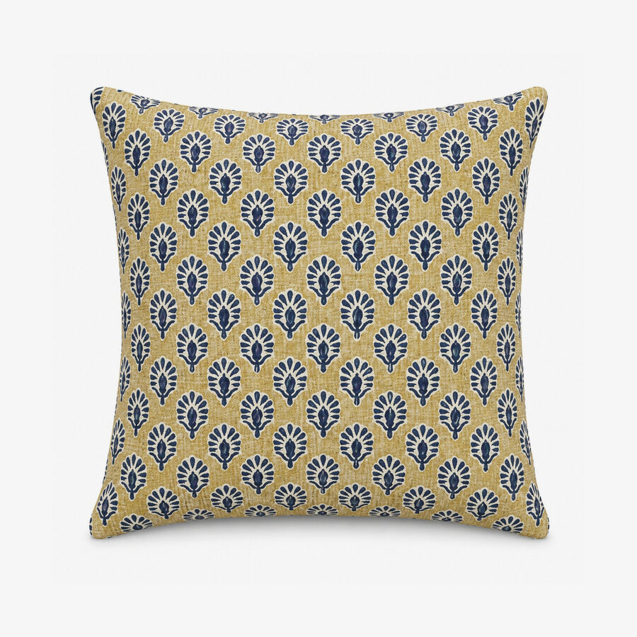 Funda de coj&iacute;n reversible amarilla de algod&oacute;n y poli&eacute;ster Sira 45x45cm