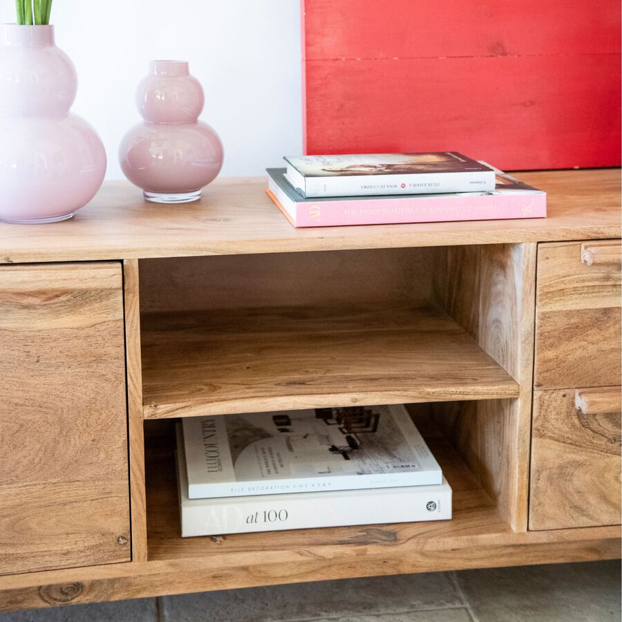 Mueble de TV de madera de acacia Attic 160x40x55cm Clau&Chloe