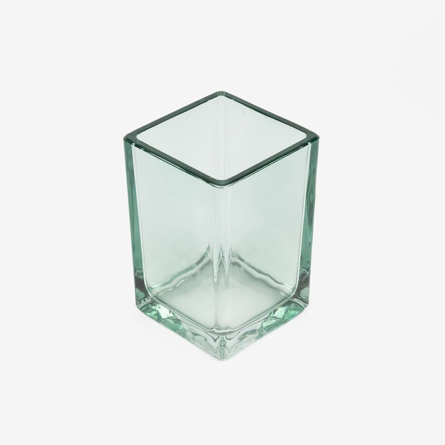Vaso portacepillos de vidrio verde Cube 10c