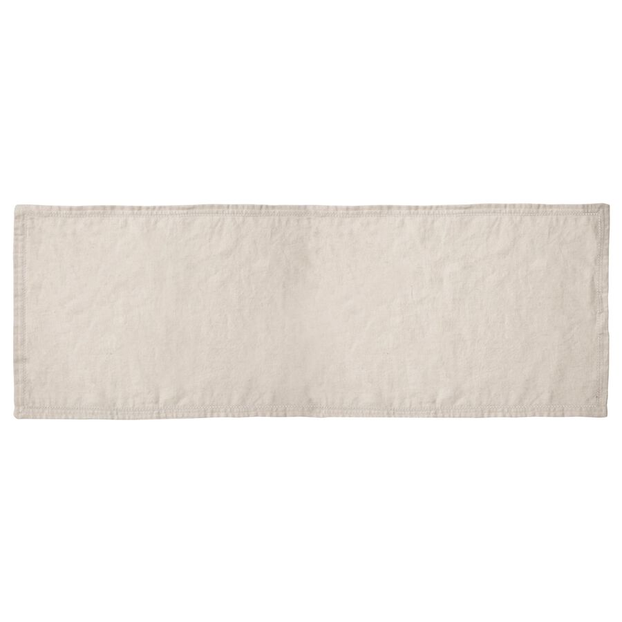 Camino de mesa de algod&oacute;n y lino beige Elin 38x140cm
