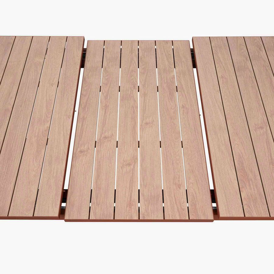 Mesa de comedor de jard&iacute;n extensible de aluminio caoba Evora 214x110x77cm