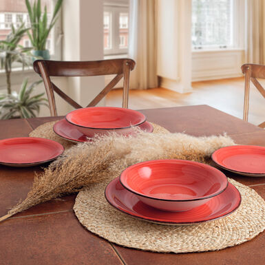 Vajilla de porcelana de 18 piezas de gres coral Vita