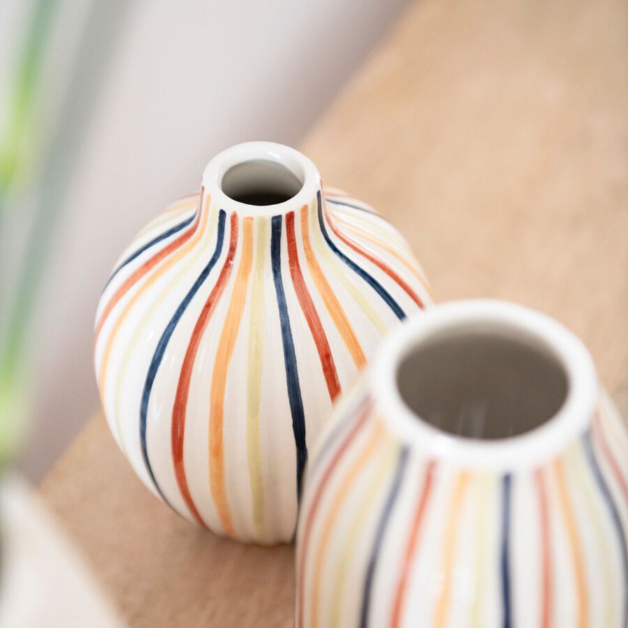 Jarrón de cerámica rayas multicolor Tibor Ø12x15cm