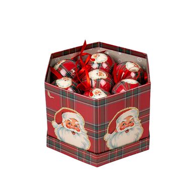 Set de 14 bolas decorativas tartán rojo 8cm