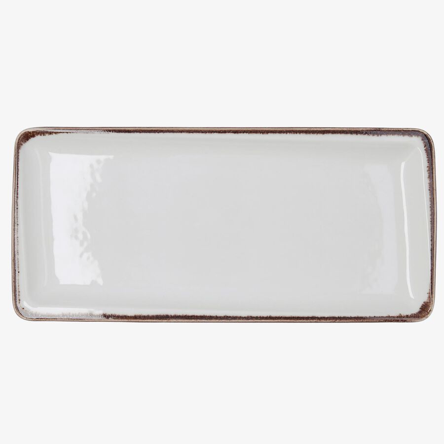 Bandeja rectangular blanca de porcelana Pietra 34x16cm