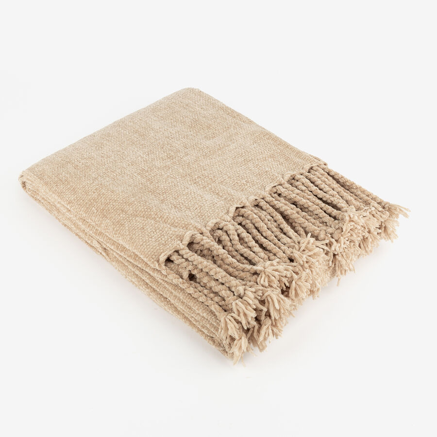 Manta chenilla beige Ottawa 130x150cm