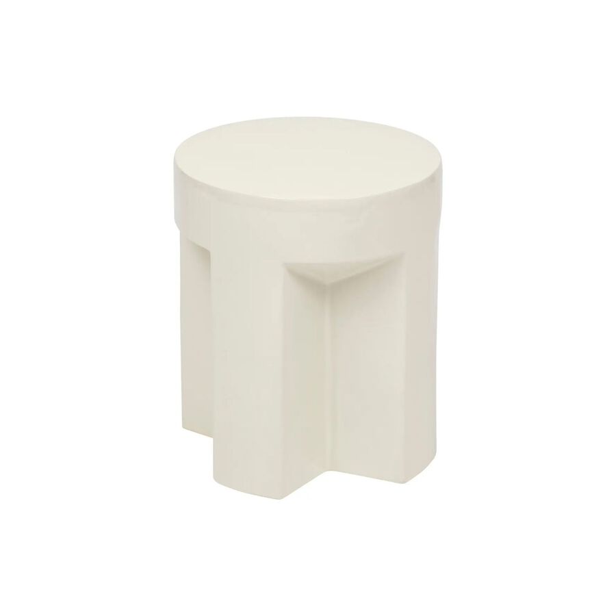 Mesa auxiliar de cer&aacute;mica marfil Mila &Oslash;34x41cm