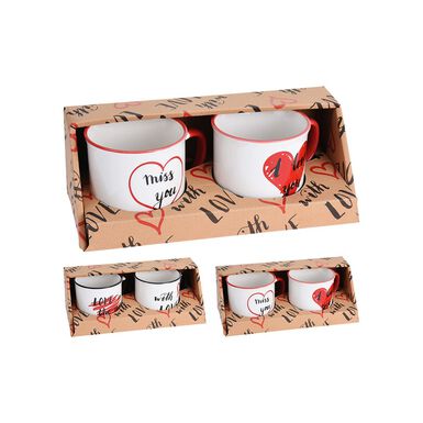 Set de 2 tazas de porcelana blanca en varios modelos 30cl