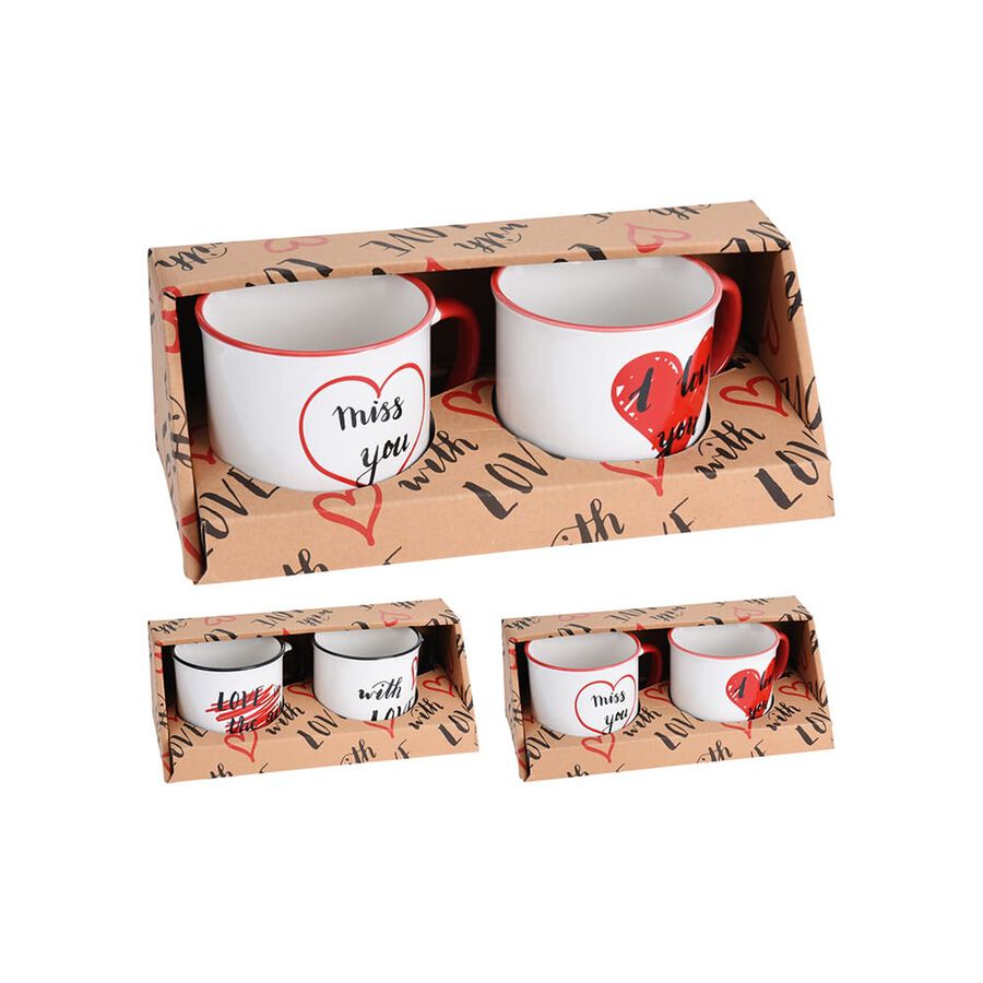 Set de 2 tazas de porcelana blanca en varios modelos 30cl