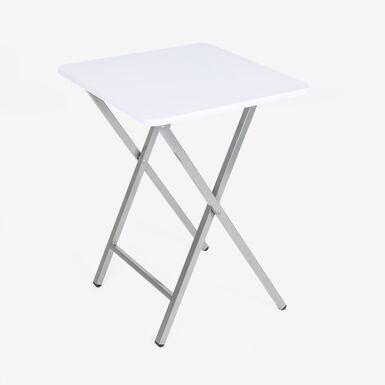 Mesa auxiliar plegable blanca 48x48x65cm