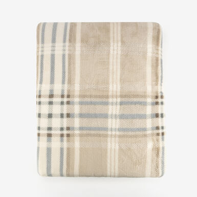 Manta de poliéster beige Tartán 130x170cm