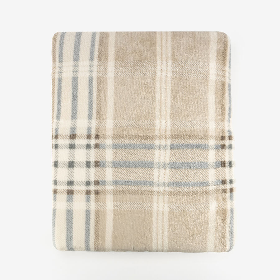 Manta de poliéster beige Tartán 130x170cm