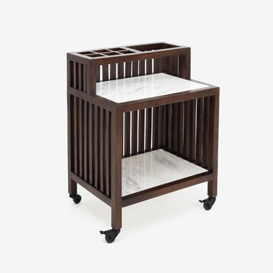 Mueble bar con ruedas de madera de olmo reciclada Pisco 70x50x91cm