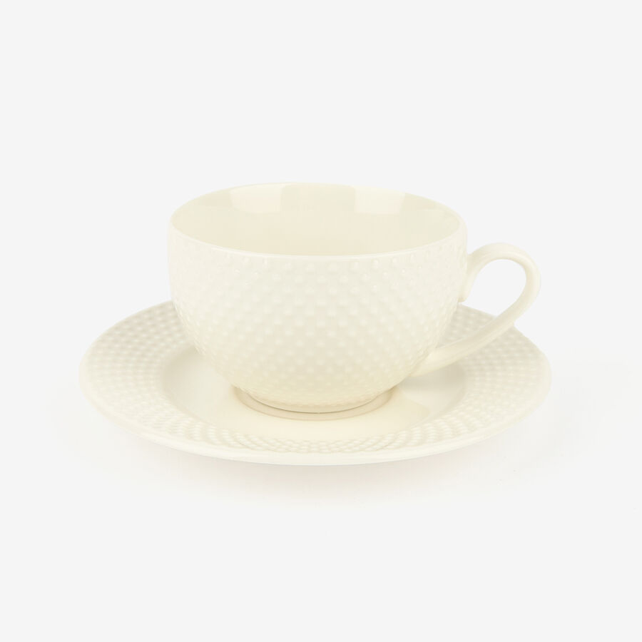 Set de 4 tazas con plato de cerámica Meloni 22cl