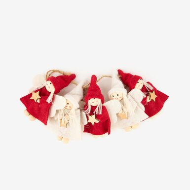 Guirnalda decorativa Niños de fieltro rojo y blanco 100cm