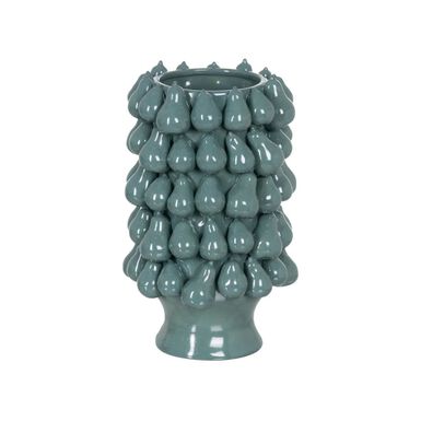 Jarr&oacute;n de cer&aacute;mica azul Peras 26,70x26,70x40cm