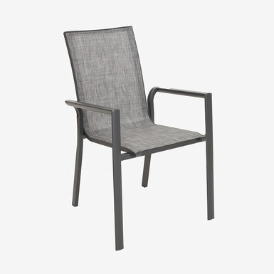 Silla de jard&iacute;n apilable de aluminio y textilene gris 58x65x91,5cm