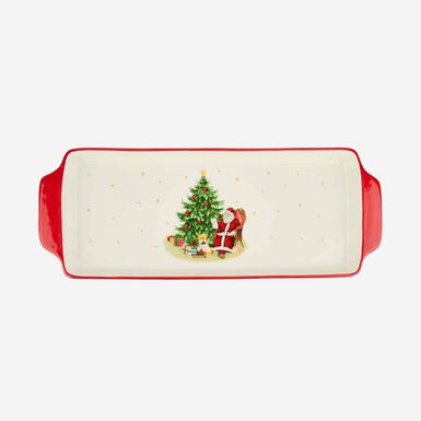 Bandeja de cerámica Santa Claus con árbol 40x15cm