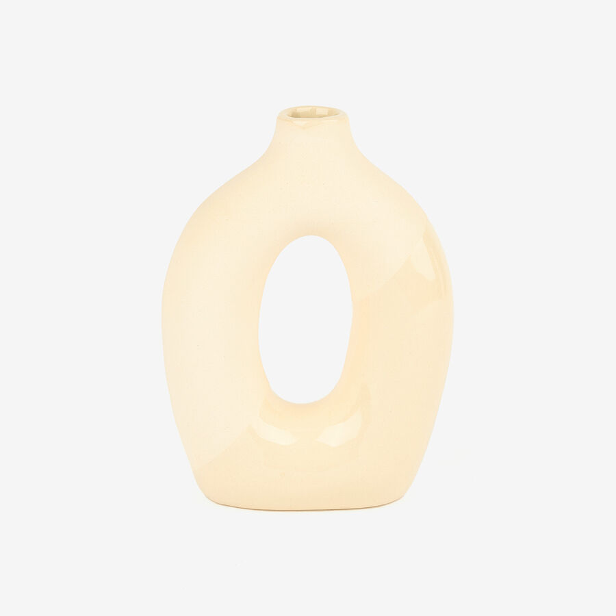 Jarrón de cerámica beige Lanio 15x21x5cm