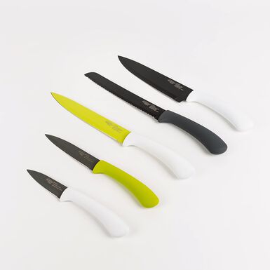 Set de 5 cuchillos de acero inoxidable color verde - Bergner