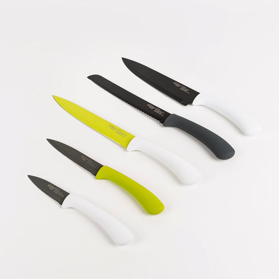 Set de 5 cuchillos de acero inoxidable color verde - Bergner