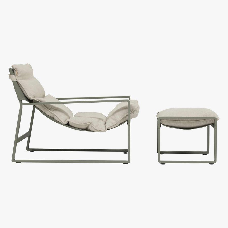 Sillon reclinable de jard&iacute;n de aluminio verde Lambor 151x69x73cm