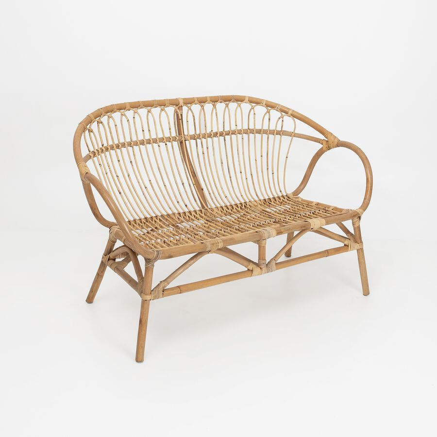 Sof&aacute; de mimbre dos plazas Indie 116x83x68 cm